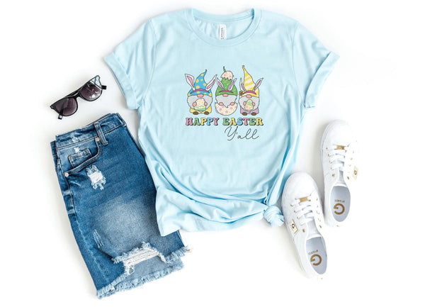 T-Shirt-Happy Easter Y'All T-Shirt-S-Heather Ice Blue-Jack N Roy