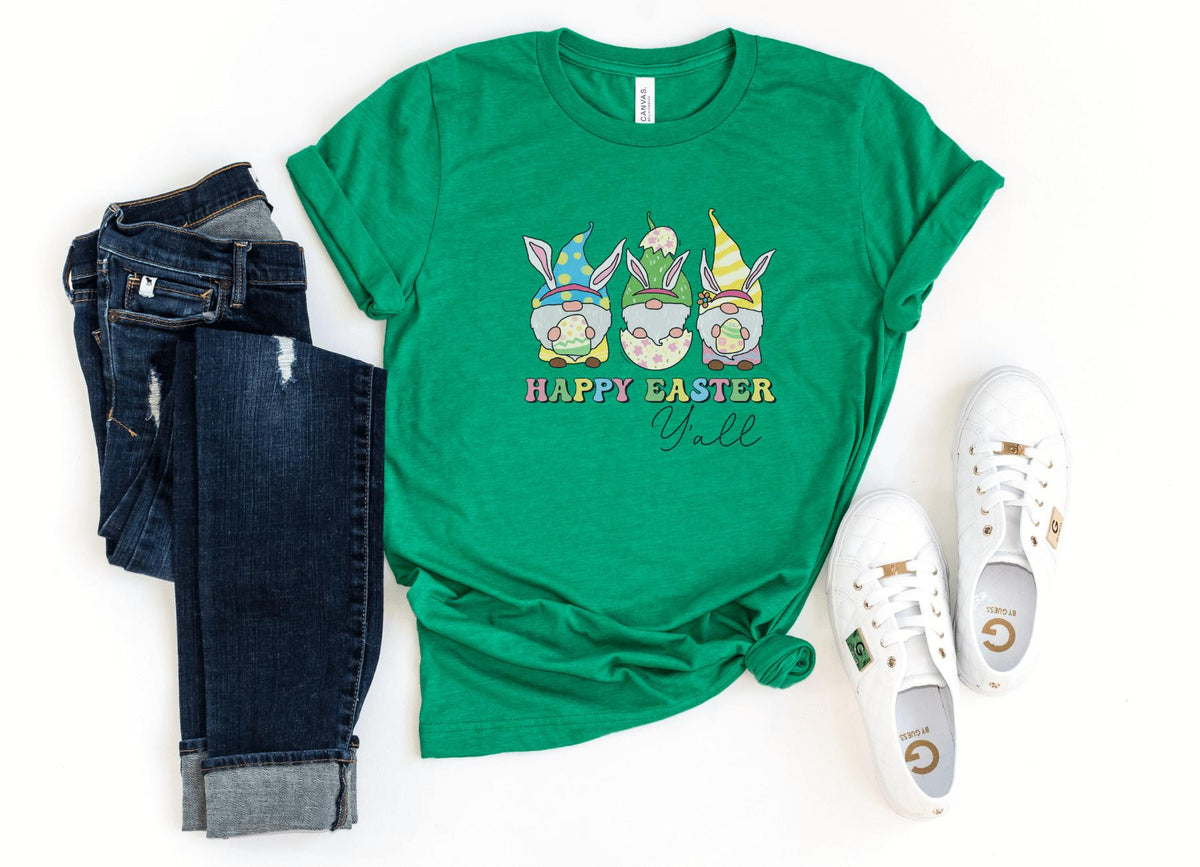 T-Shirt-Happy Easter Y'All T-Shirt-S-Heather Kelly-Jack N Roy