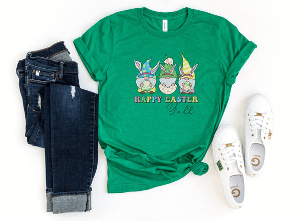 T-Shirt-Happy Easter Y'All T-Shirt-S-Heather Kelly-Jack N Roy