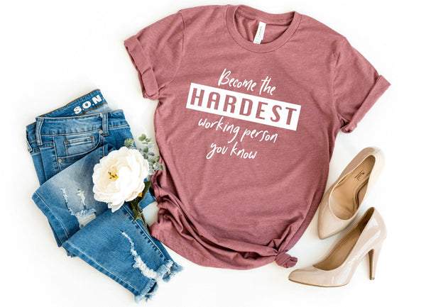 T-Shirt-Hardest working girl T-Shirt-S-Heather Mauve-Jack N Roy