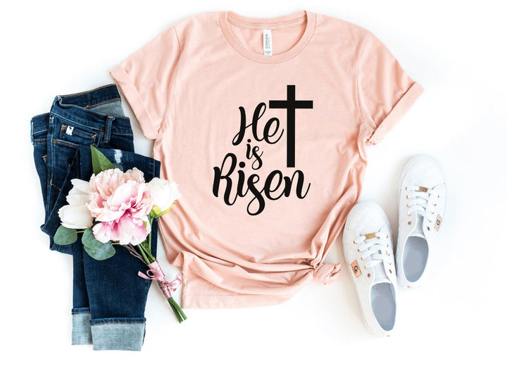 Shirts & Tops-He Is Risen T-Shirt-S-Heather Peach-Jack N Roy