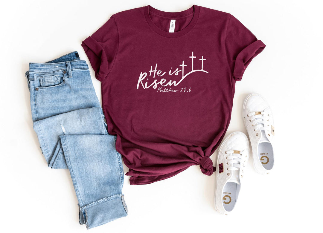 Shirts & Tops-He Is Risen T-Shirt-S-Maroon-Jack N Roy