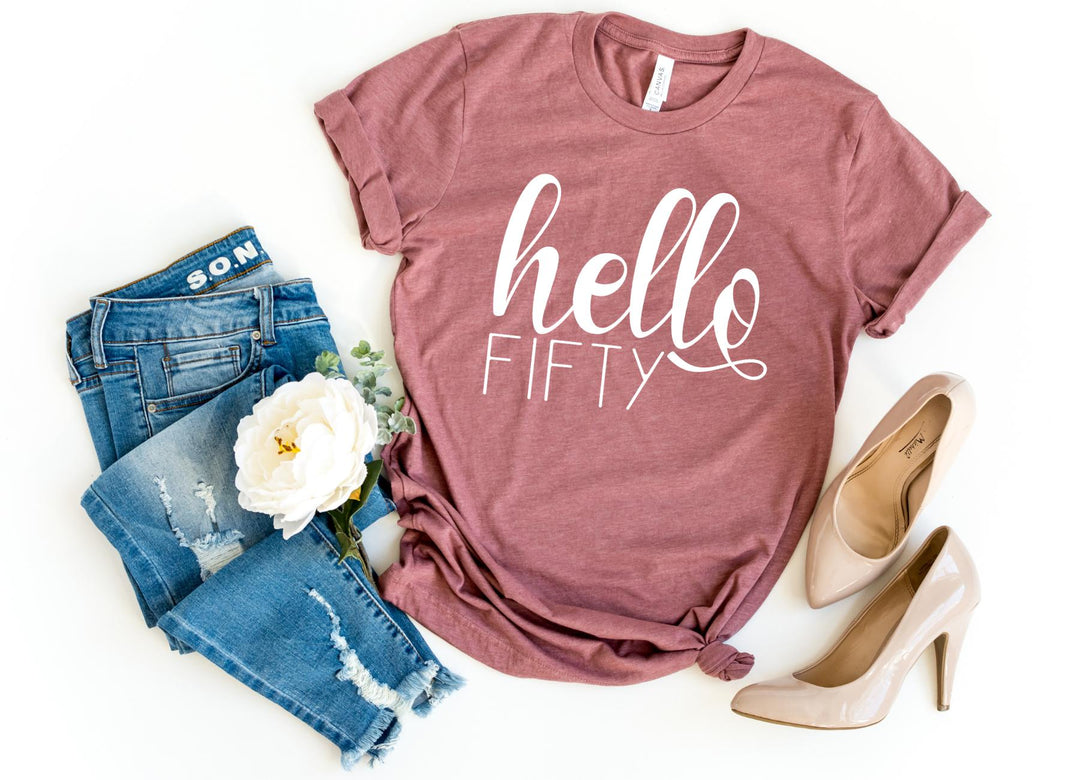 Shirts & Tops-Hello Fifty T-Shirt-S-Heather Mauve-Jack N Roy