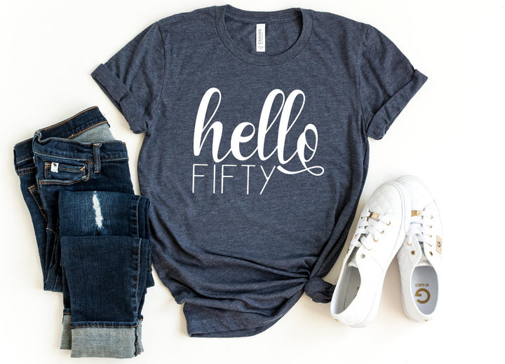 Shirts & Tops-Hello Fifty T-Shirt-S-Heather Navy-Jack N Roy