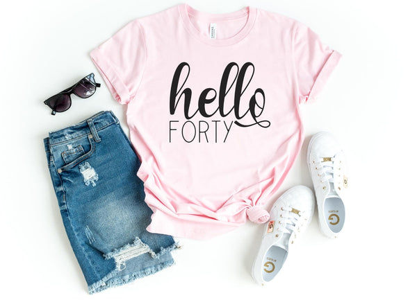 T-Shirt-Hello Forty T-Shirt-S-Pink-Jack N Roy