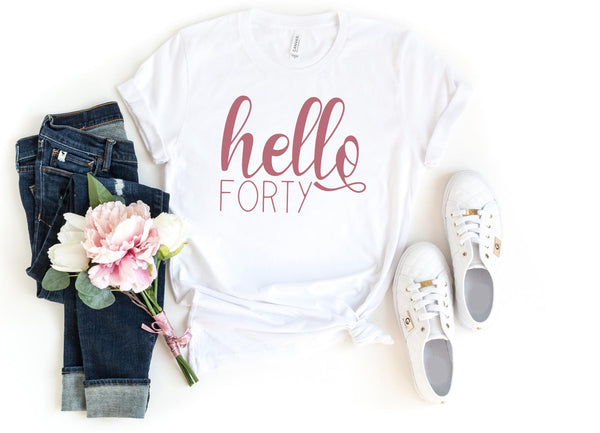 T-Shirt-Hello Forty T-Shirt-S-White-Jack N Roy