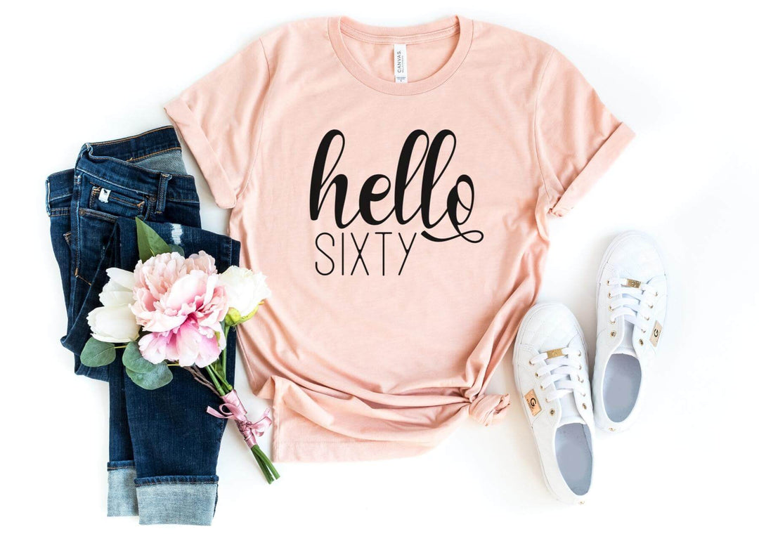 Shirts & Tops-Hello Sixty T-Shirt-S-Heather Peach-Jack N Roy