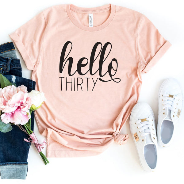 T-Shirt-Hello Thirty T-Shirt-S-Heather Peach-Jack N Roy