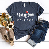 T-Shirt-Horror Friends T-Shirt-S-Heather Navy-Jack N Roy