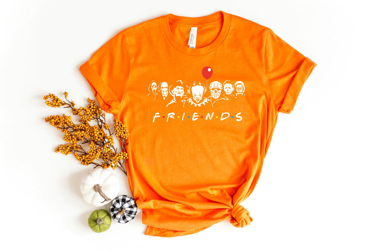 T-Shirt-Horror Friends T-Shirt-S-Orange-Jack N Roy