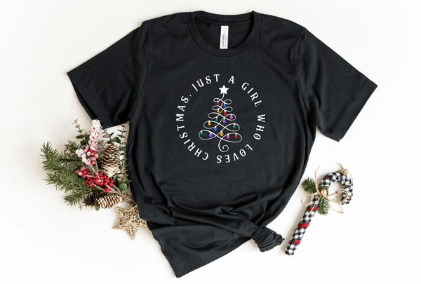 T-Shirt-Just A Girl Who Loves Christmas T-Shirt-S-Black-Jack N Roy