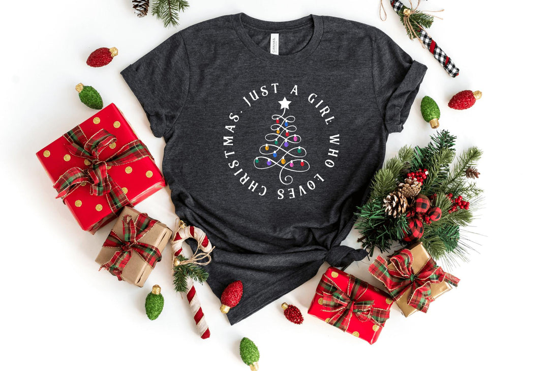 Shirts & Tops-Just A Girl Who Loves Christmas T-Shirt-S-Dark Grey Heather-Jack N Roy