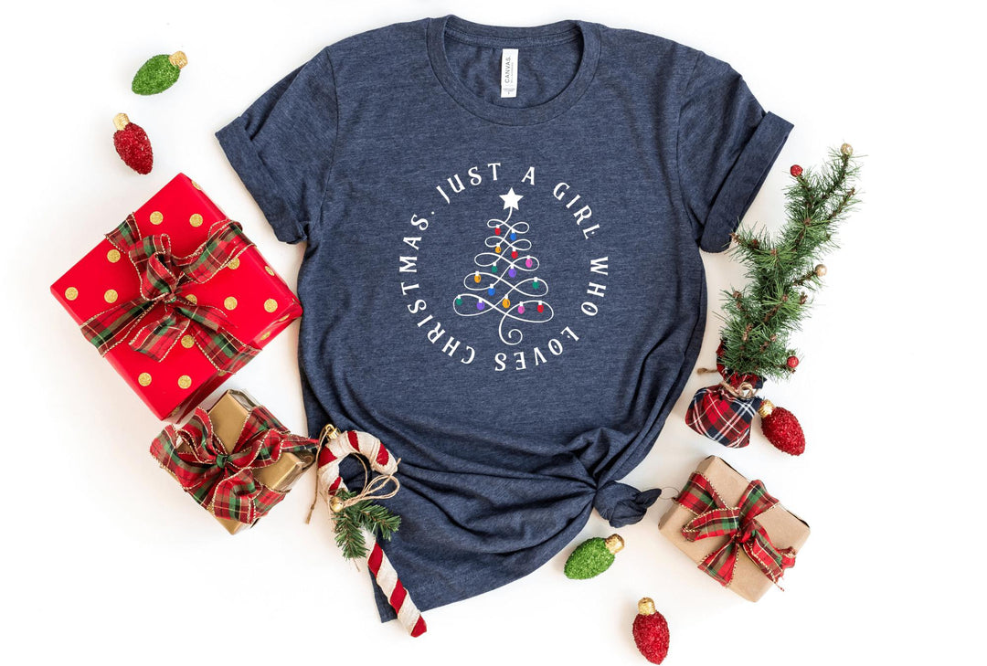 Shirts & Tops-Just A Girl Who Loves Christmas T-Shirt-S-Heather Navy-Jack N Roy