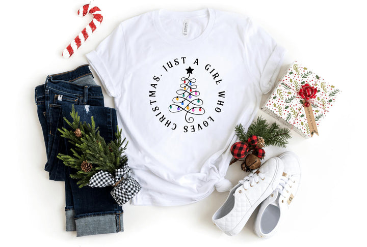 Shirts & Tops-Just A Girl Who Loves Christmas T-Shirt-S-White-Jack N Roy