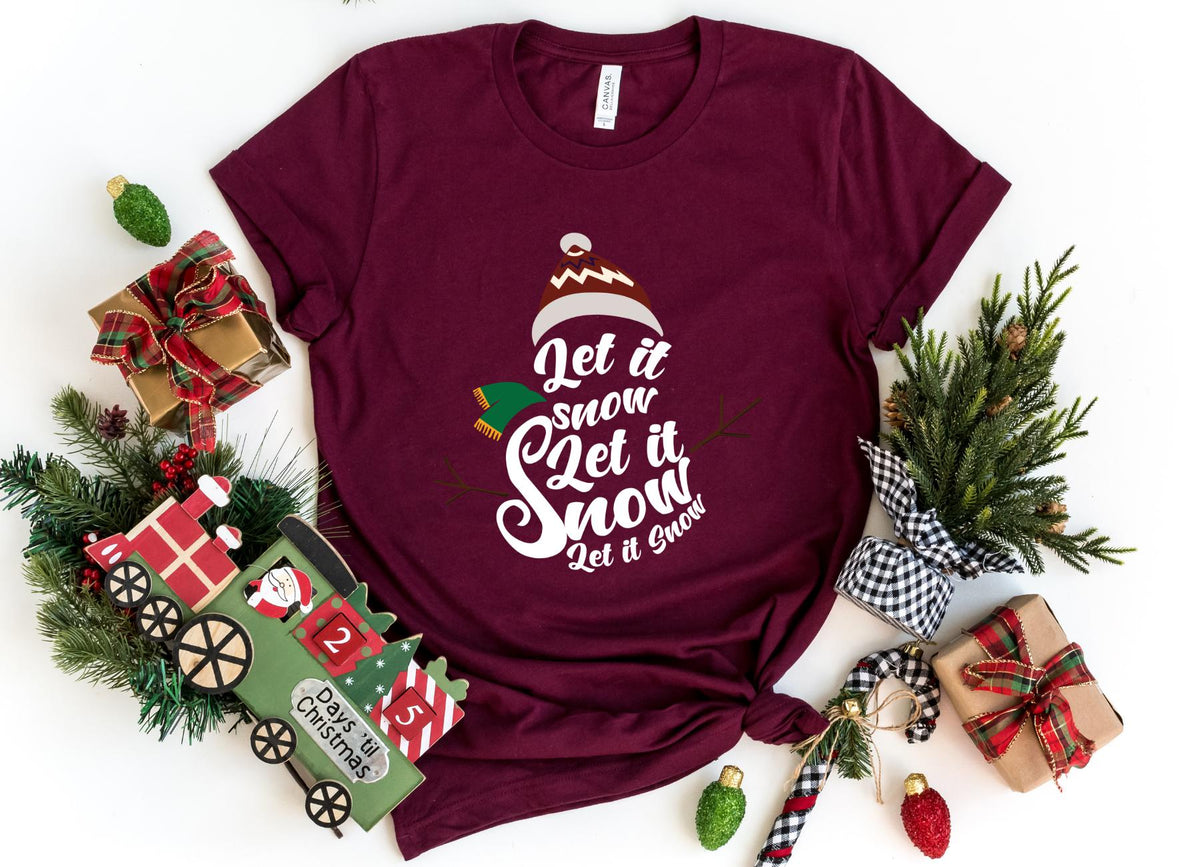 T-Shirt-Let it snow T-Shirt-S-Maroon-Jack N Roy