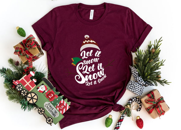 T-Shirt-Let it snow T-Shirt-S-Maroon-Jack N Roy