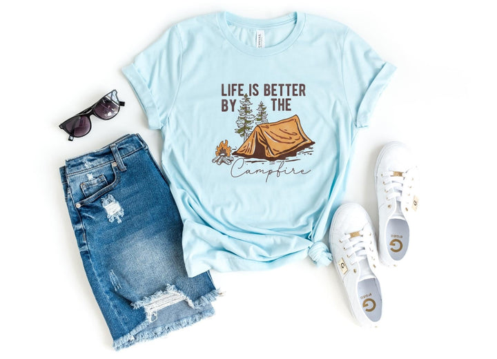 Shirts & Tops-Life Is Better By The Campfire T-Shirt-S-Heather Ice Blue-Jack N Roy