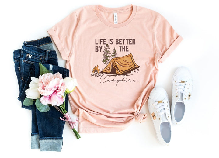 Shirts & Tops-Life Is Better By The Campfire T-Shirt-S-Heather Peach-Jack N Roy
