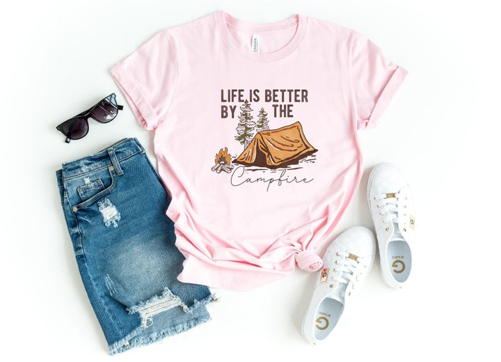 Shirts & Tops-Life Is Better By The Campfire T-Shirt-S-Pink-Jack N Roy