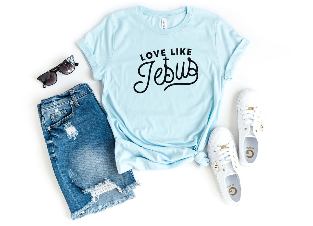 Shirts & Tops-Love Like Jesus T-Shirt-S-Heather Ice Blue-Jack N Roy