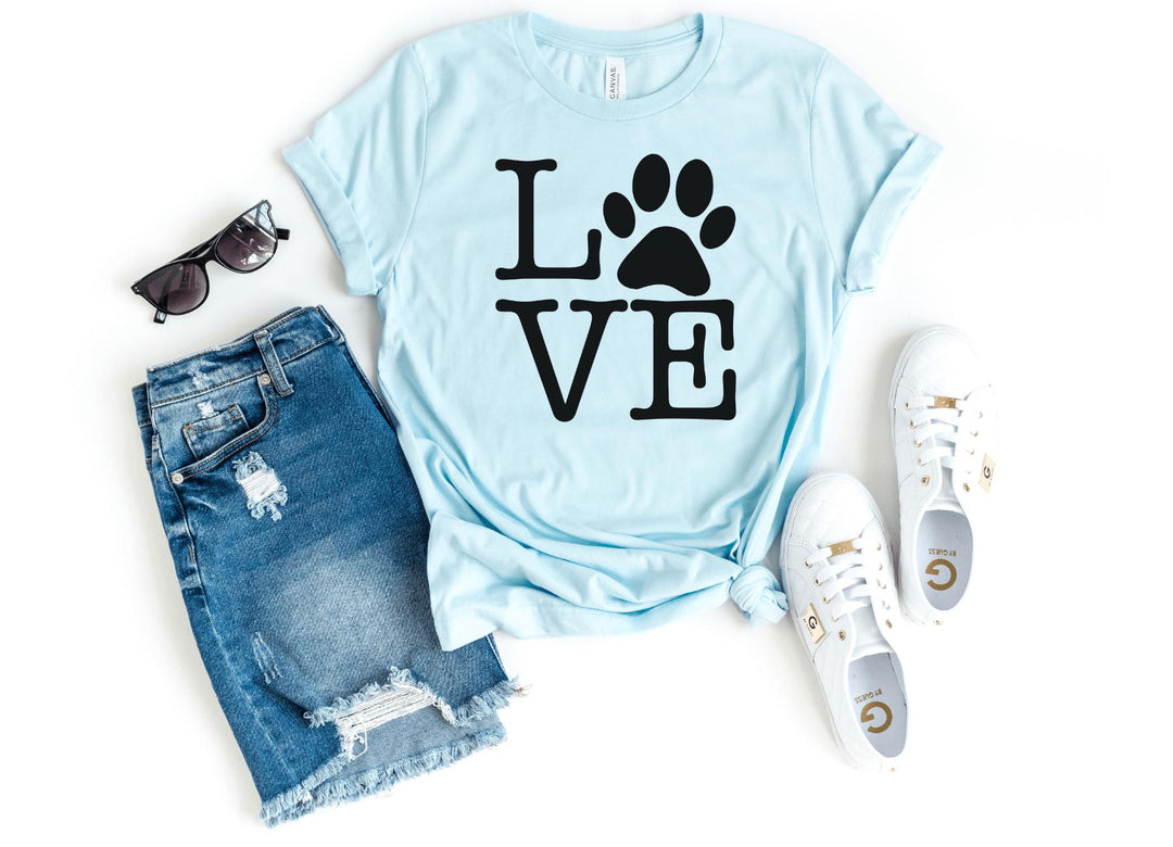 Shirts & Tops-Love Paw T-Shirt-S-Heather Ice Blue-Jack N Roy