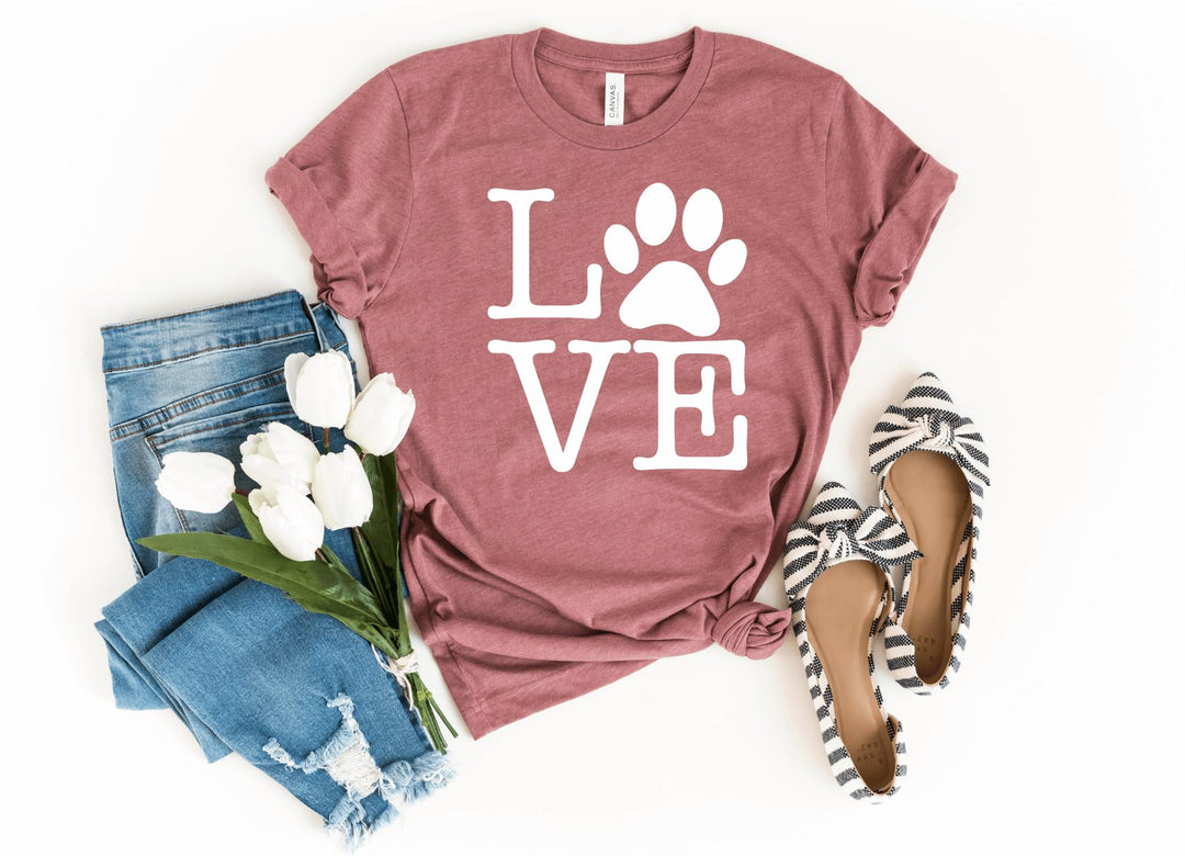 Shirts & Tops-Love Paw T-Shirt-S-Heather Mauve-Jack N Roy