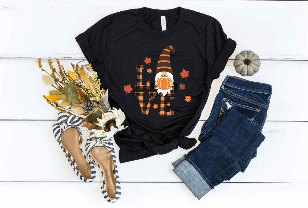 Shirts & Tops-Lovely Fall Gnome T-Shirt-S-Black-Jack N Roy