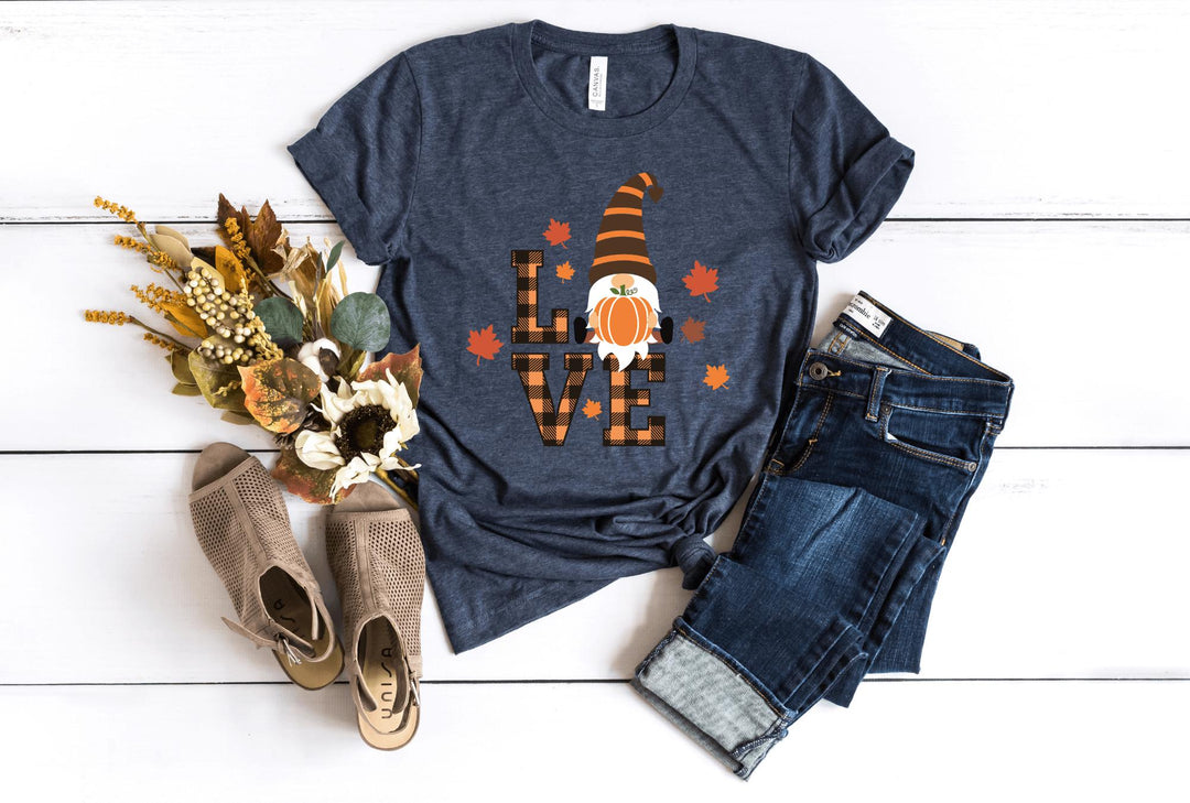 Shirts & Tops-Lovely Fall Gnome T-Shirt-S-Heather Navy-Jack N Roy