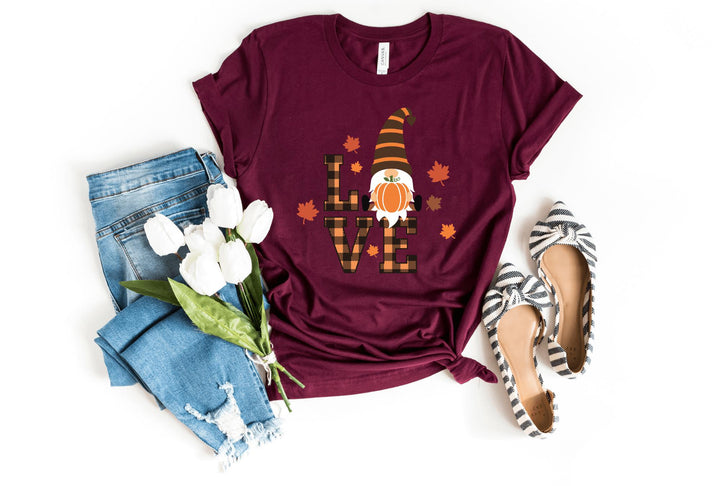 Shirts & Tops-Lovely Fall Gnome T-Shirt-S-Maroon-Jack N Roy