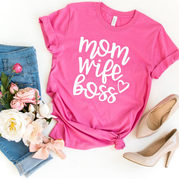 T-Shirt-MOM WIFE BOSS T-Shirt-S-Charity Pink-Jack N Roy