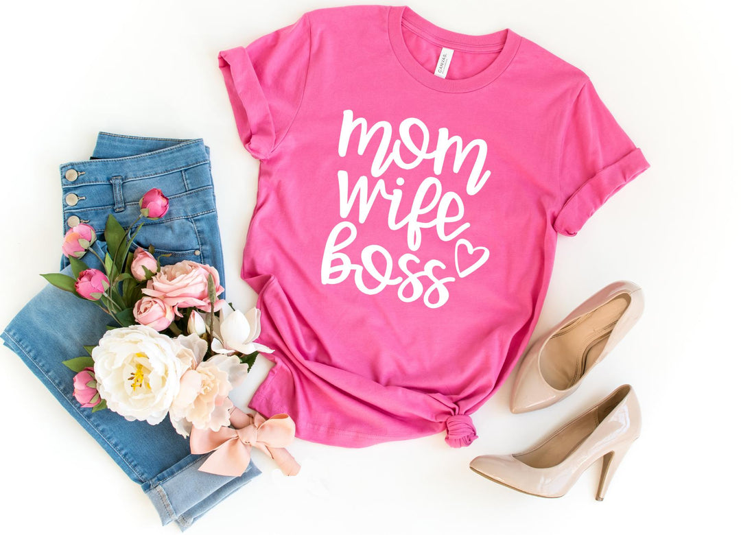 Shirts & Tops-MOM WIFE BOSS T-Shirt-S-Charity Pink-Jack N Roy
