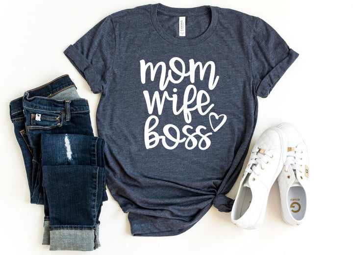 Shirts & Tops-MOM WIFE BOSS T-Shirt-S-Heather Navy-Jack N Roy