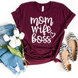 T-Shirt-MOM WIFE BOSS T-Shirt-S-Maroon-Jack N Roy