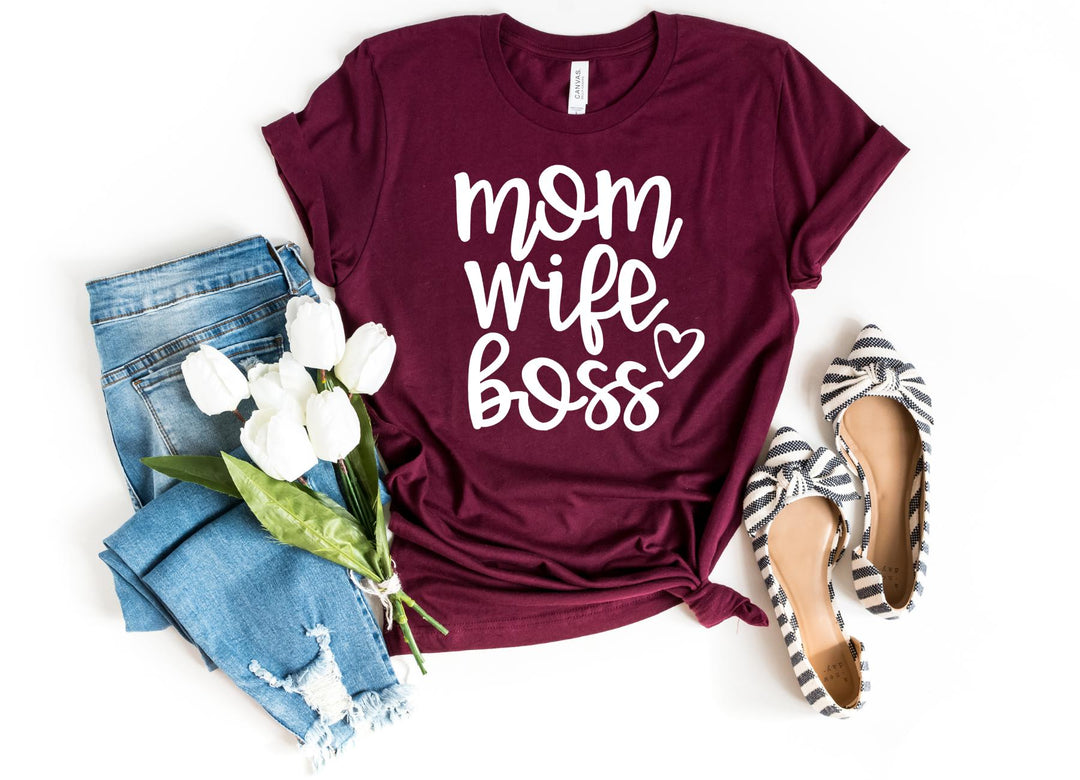 Shirts & Tops-MOM WIFE BOSS T-Shirt-S-Maroon-Jack N Roy