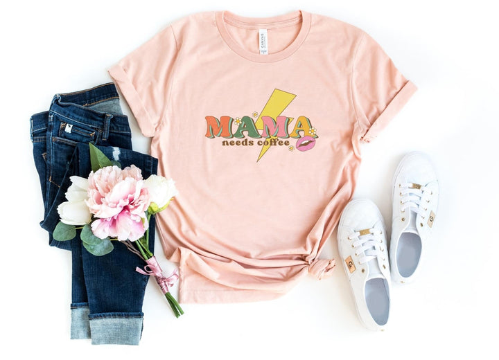Shirts & Tops-Mama Needs Coffee T-Shirt-S-Heather Peach-Jack N Roy