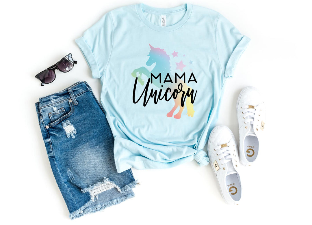 Shirts & Tops-Mama Unicorn T-Shirt-S-Heather Ice Blue-Jack N Roy