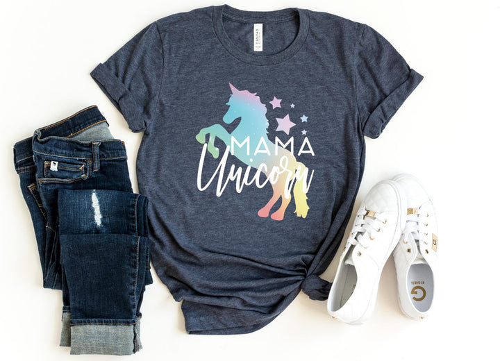 Shirts & Tops-Mama Unicorn T-Shirt-S-Heather Navy-Jack N Roy