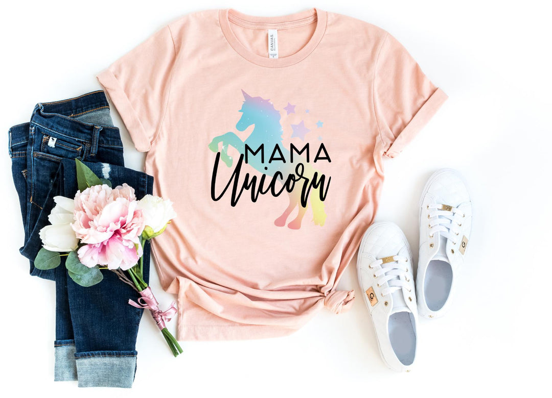 Shirts & Tops-Mama Unicorn T-Shirt-S-Heather Peach-Jack N Roy