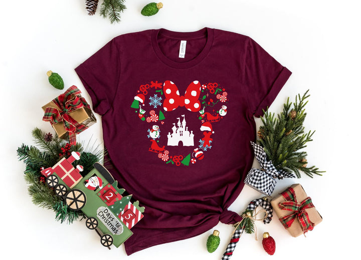 Shirts & Tops-Mickey Mouse Christmas T-Shirt-S-Maroon-Jack N Roy