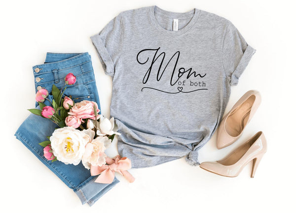 T-Shirt-Mom Of Both T-Shirt-S-Athletic Heather-Jack N Roy