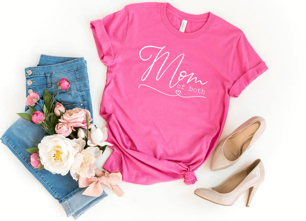 T-Shirt-Mom Of Both T-Shirt-S-Charity Pink-Jack N Roy