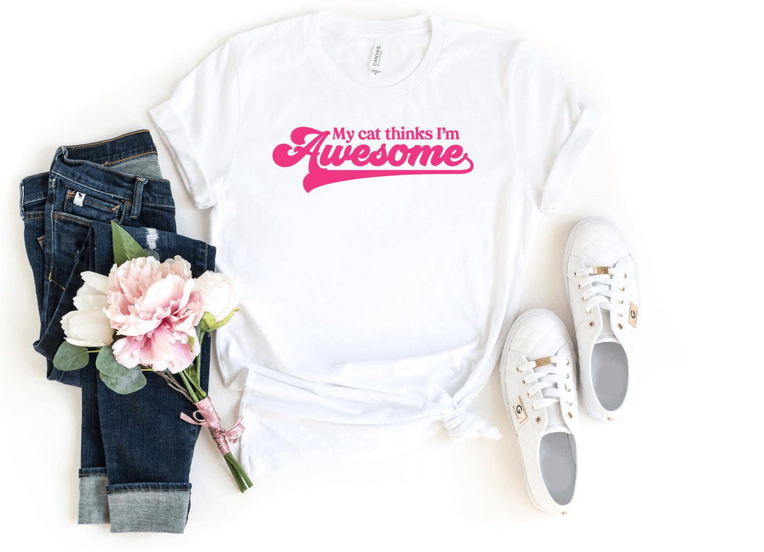 Shirts & Tops-My Cat Thinks I'm Awesome T-Shirt-S-White-Jack N Roy