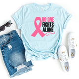 T-Shirt-No One Fights Alone T-Shirt 🎗️-S-Heather Ice Blue-Jack N Roy