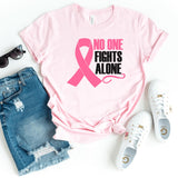T-Shirt-No One Fights Alone T-Shirt 🎗️-S-Pink-Jack N Roy