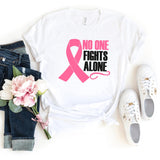 T-Shirt-No One Fights Alone T-Shirt 🎗️-S-White-Jack N Roy