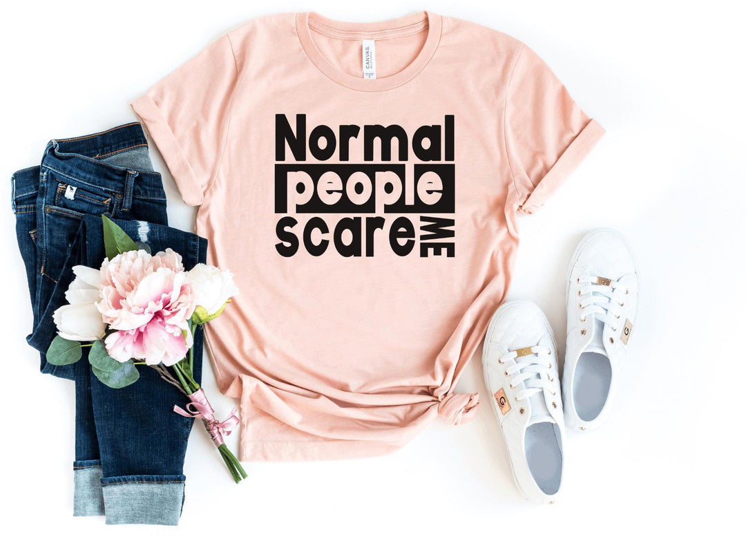 Shirts & Tops-Normal People Scare Me T-Shirt-S-Heather Peach-Jack N Roy