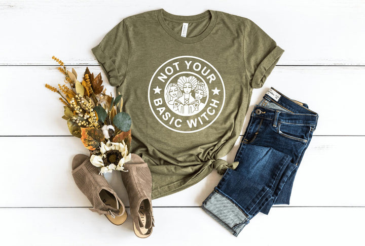 Shirts & Tops-Not Your Basic Witch T-Shirt-S-Heather Olive-Jack N Roy