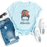 T-Shirt-Nurse Life (Bun) T-Shirt-S-Heather Ice Blue-Jack N Roy