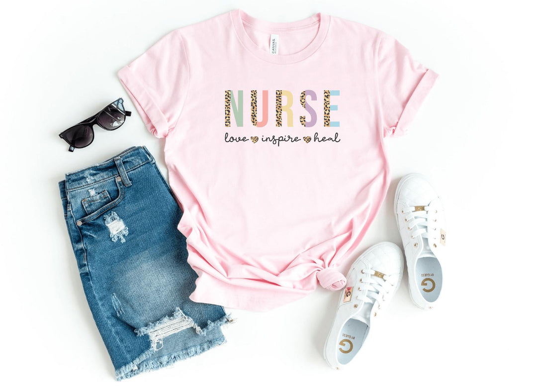Shirts & Tops-Nurse: Love Inspire Heal T-Shirt-S-Pink-Jack N Roy