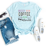 T-Shirt-Nurse: Messy Bun, Coffee, Run T-Shirt-S-Heather Ice Blue-Jack N Roy